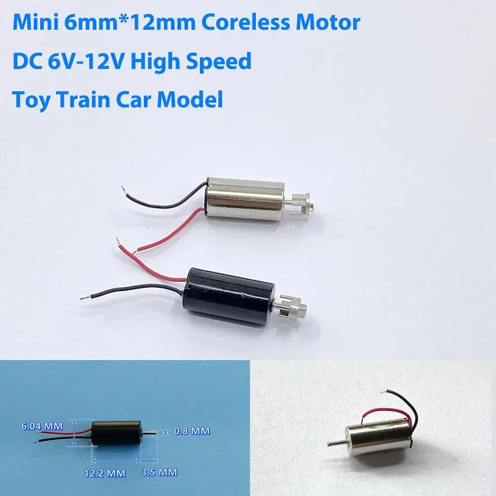 1PC Mini 6mm*12mm Coreless Motor DC 6V/ 24V 40000RPM High Speed Strong NdFeB Magnetism for Train Car Model