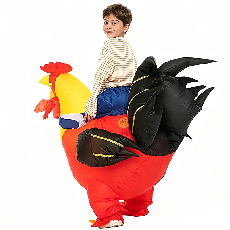 Halloween Funny Rooster Inflatable Costumes Adult Makeup Accessories Party Decoration Cartoon Doll Blow Up Outfits Stage Props view 2
