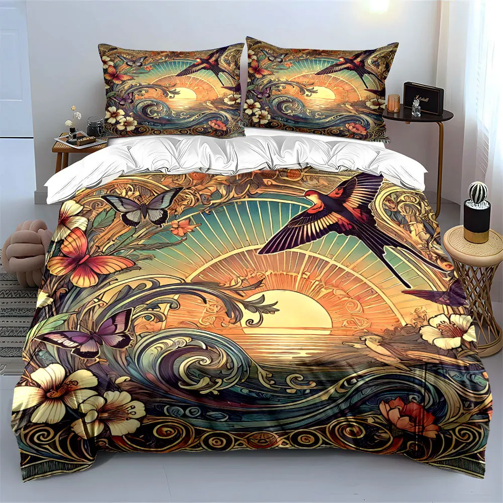 Nature Art Set for Decoration Soft Skin-Friendly Bedding Set Includes 1 Duvet Cover And 2 Pillowcase, Gift
