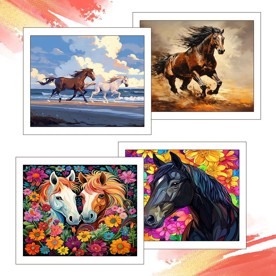 

RUOPOTY Painting By Number Adults New horse Animals Canvas Painting Watercolor 40X50cm Handmade Acrylic Crafts Kits Room Decor