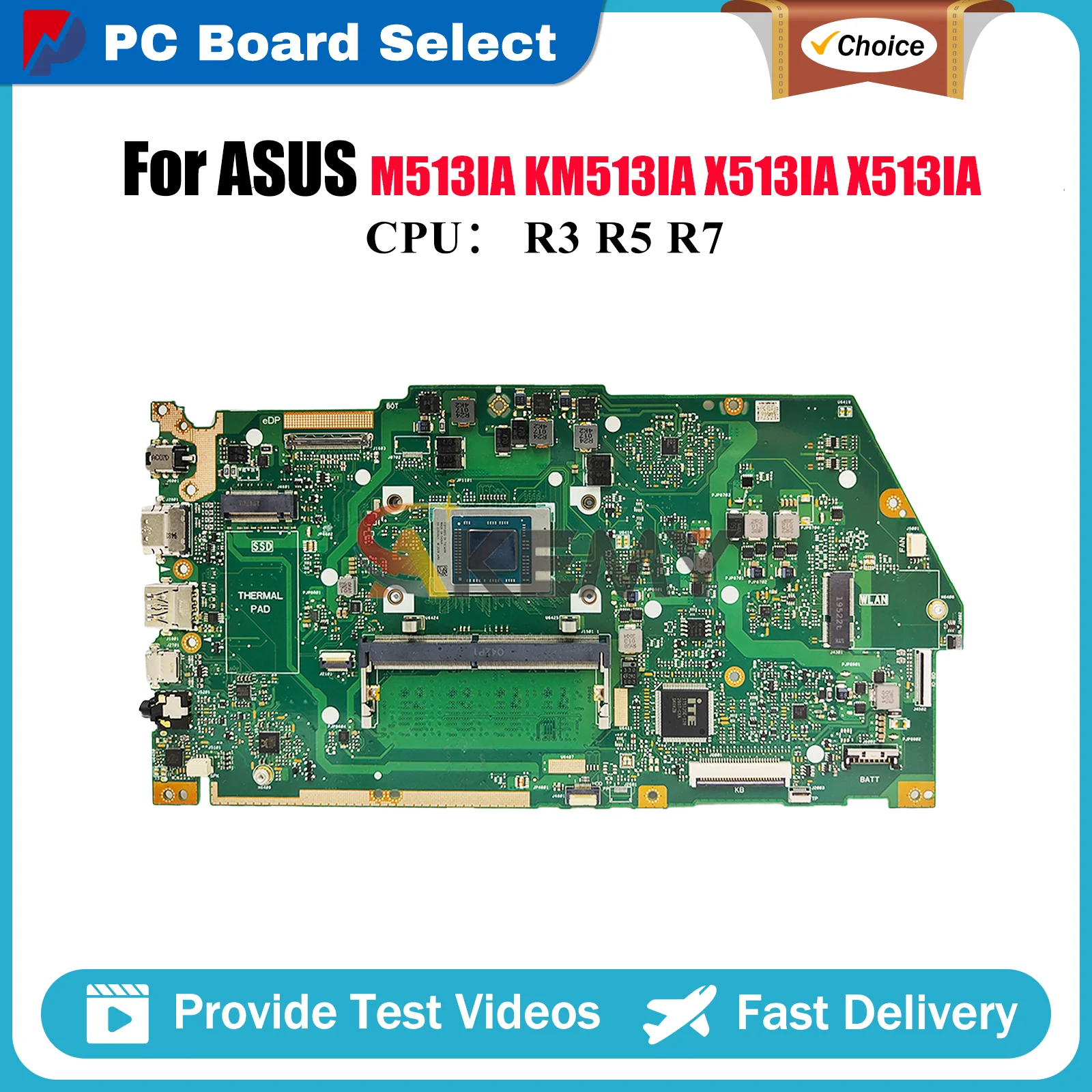 

X513IA Laptop Motherboard For ASUS VivoBook X513I M513IA X513IA KM513IA Notebook Mainboard With R3 R5 R7 CPU 100% tests OK stk