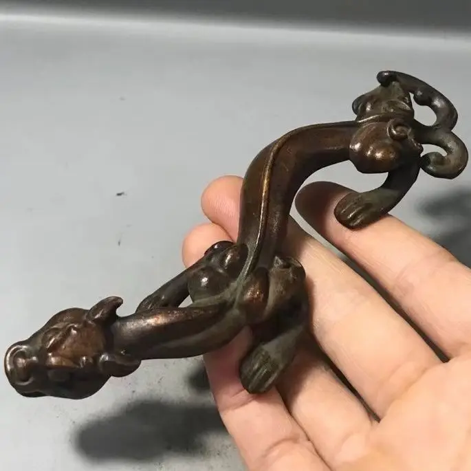 

Copper Carved Chi Dragon Small Solid Purple Divine Beast Long Dragon Auspicious Beast Playing Piece Sm