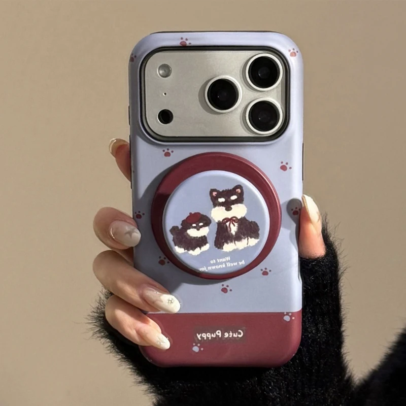 

Корейский милый мультяшный держатель для телефона в виде щенка, магнитный держатель-подставка Griptok, забавный складной держатель для беспроводной зарядки