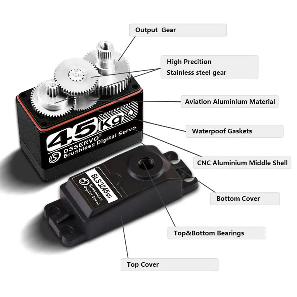 25 kg 35 kg 45 kg 55 kg digitaler Servomotor Ganzmetall 180/270/360 Grad Hochgeschwindigkeitsbürstenlos für RC Baja Crawler Car Robot DIY