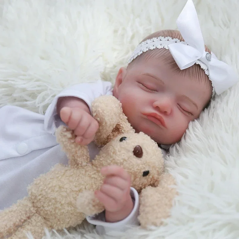 

48CM Reborn Baby Doll Rosalie Newborn Sleeping Baby Bebe Reborn 3D Painting Skin with Many Details Veins Doll Toys