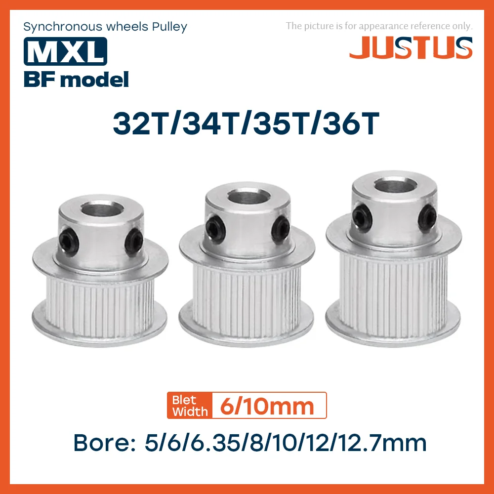 32T/34T35T/36 Teeth MXL Timing Pulley Bore 5/6/6.35/8/10/12/12.7mm for 6/10mm Width Belt Used In Linear Pulley