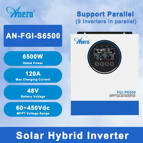 6.5KW Inverters 48V Hybrid Solar Hybrid Inverter Parallel Off Grid Pure Sine Wave MPPT 6500W Solar Charger For Solar Panel PV