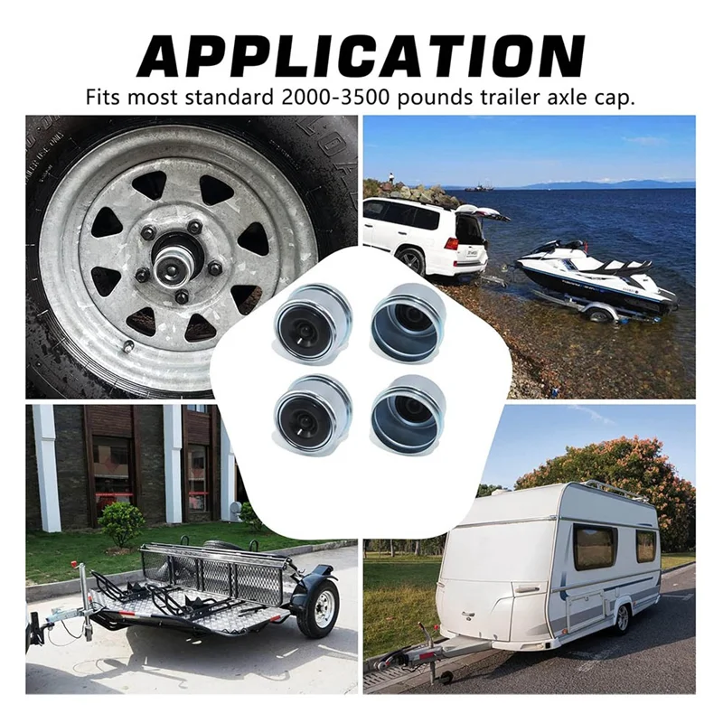 

Пылезащитные колпачки подшипников 1,98 дюйма, колпачки ступицы прицепа (4 шт.), плотно прилегающие, устойчивые к ржавчине с резиновыми заглушками и инструментом для установки