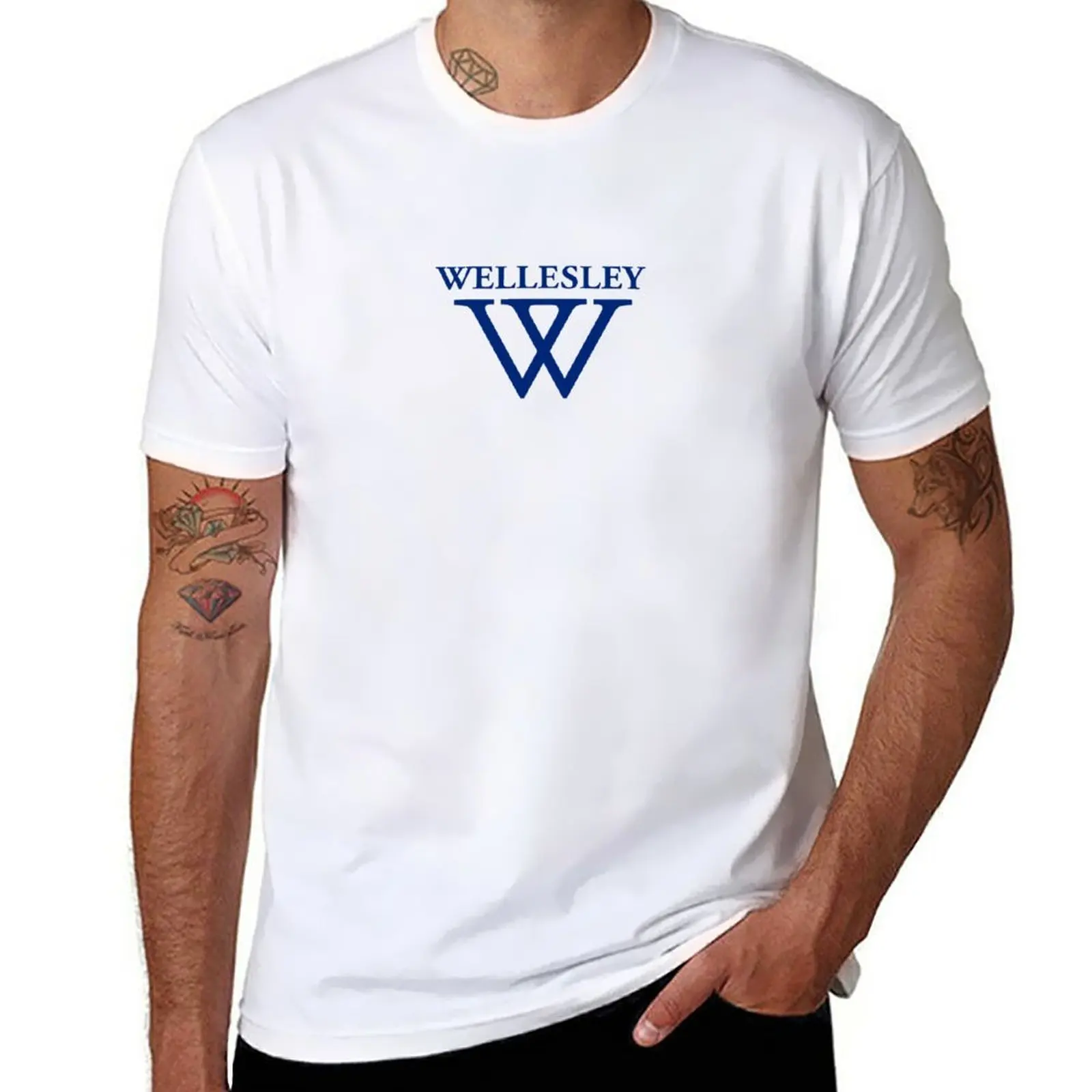 

New Wellesley University Official Logo T-Shirt oversized t shirt Short sleeve tee oversized t shirts plain white t shirts men