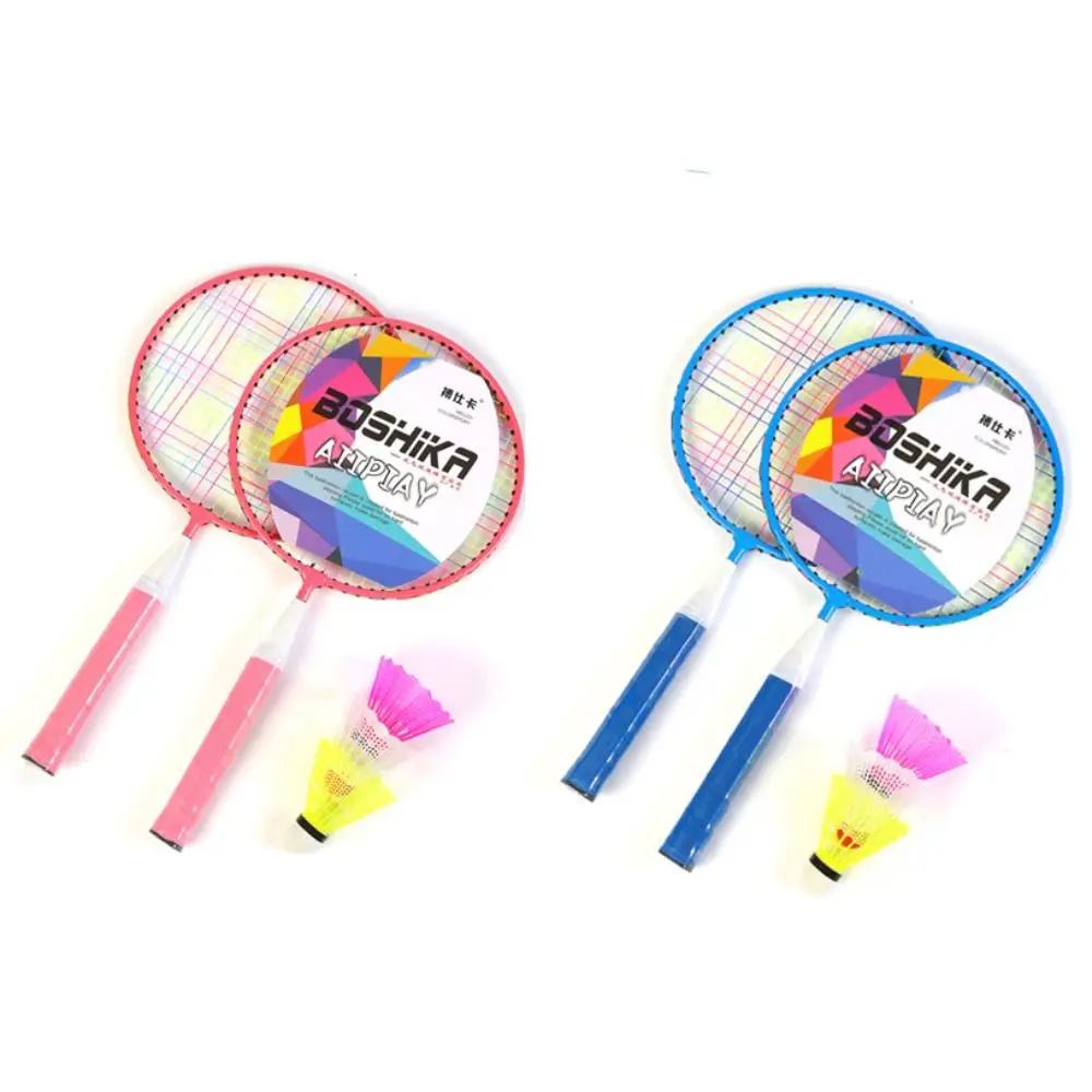 Children Lightweight Badminton Rackets Family Game Toy Iron Alloy Double Racquet Set with Carrying Bag Sports Equipment