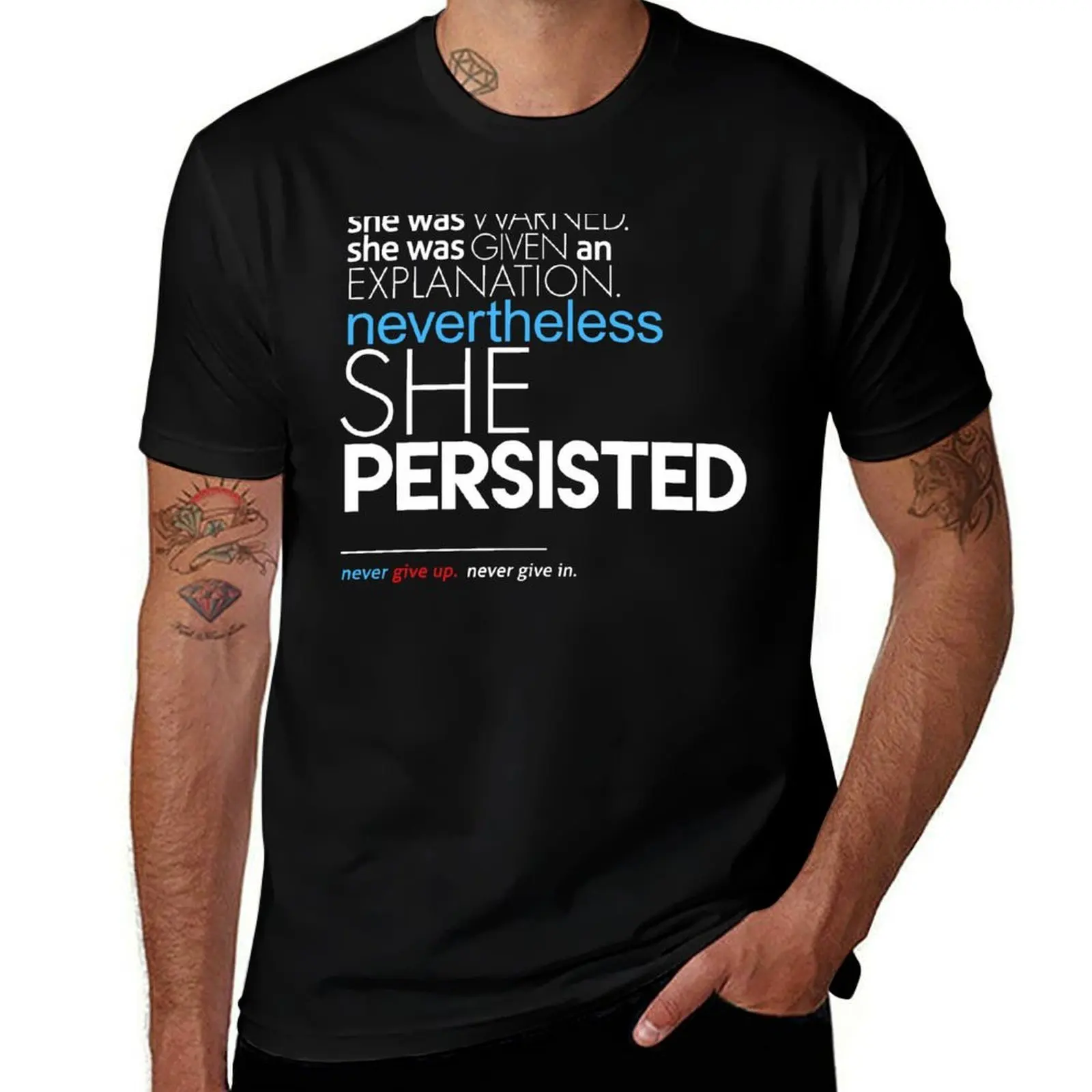 T-shirt avec citation complète « Nevertheless She Persisted », coupe confortable, grande taille