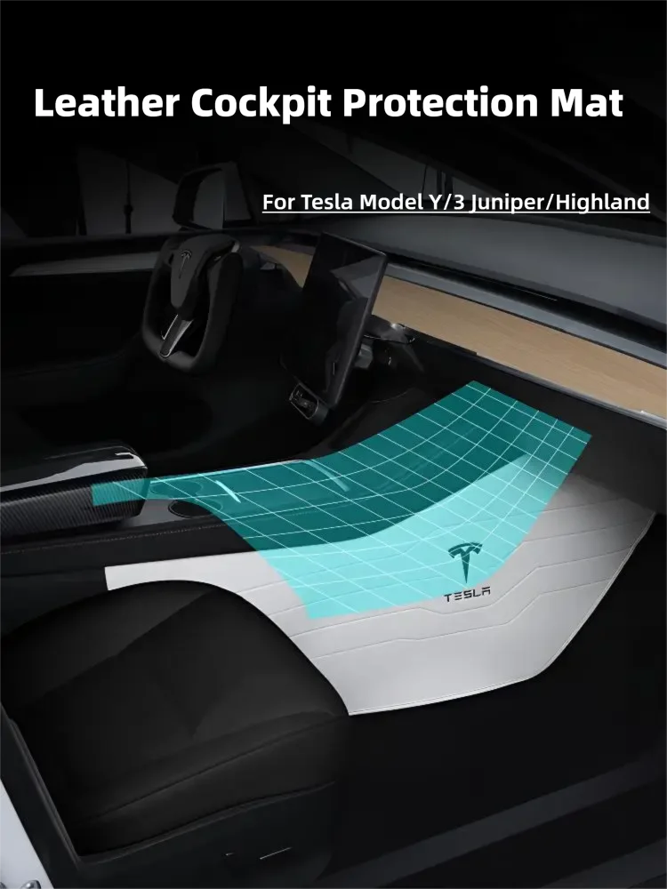 

For tesla model y Juniper accessorie interior decoration ptotect pads model 3Highland White Leather mats 2pcs Cockpit 2 sides