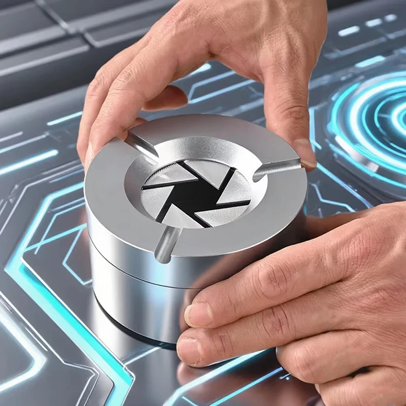 

High-grade Mechanical Rotation Ashtray with Lid Ash Tray Cigar Accessories Gadget Gift for Boyfriend