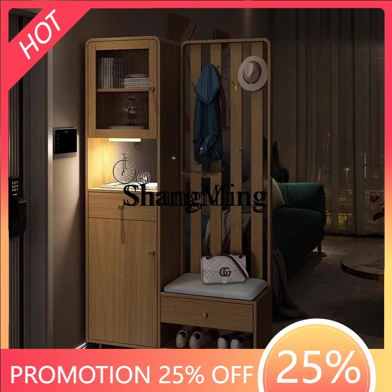 

CL Chinese shoe cabinet, shoe change stool integrated living room screen with hanger partition cabinet at home door