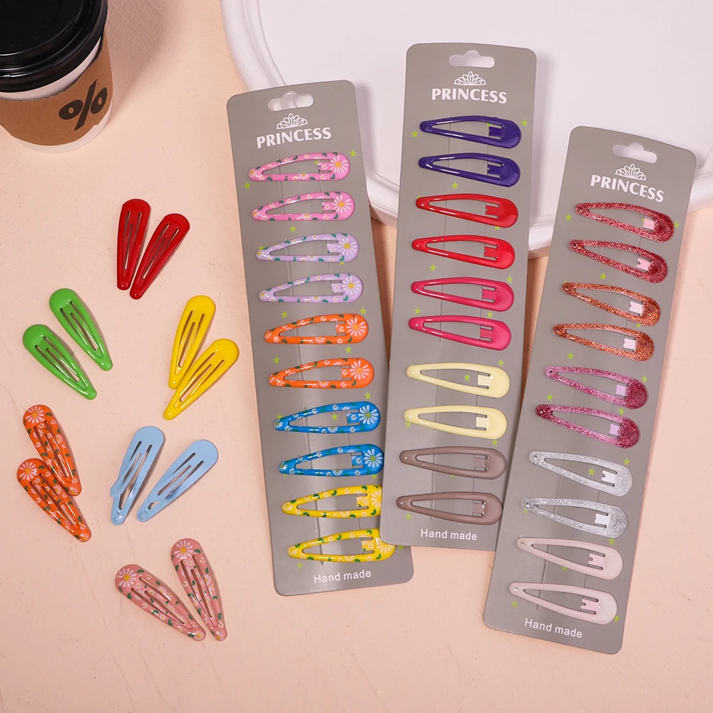 10Pcs/Set Fashion Solid Color Sparkly BB Clip Cute Barrettes Sparkling Headwear Kids Safety Hairpin Party Hair Accessories Gift