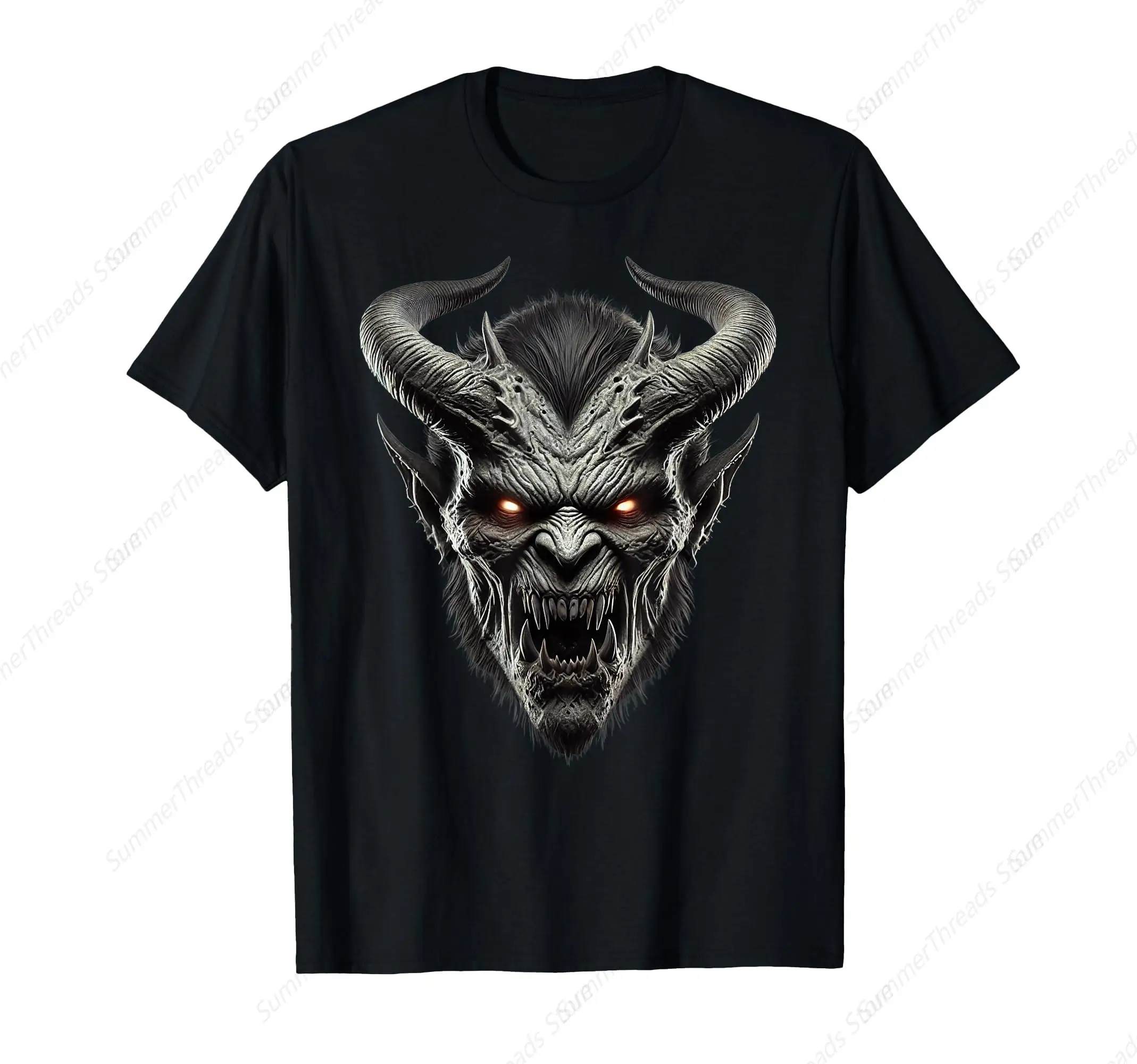 

Scary Demon Devil Face Evil Horns Costume T-Shirt