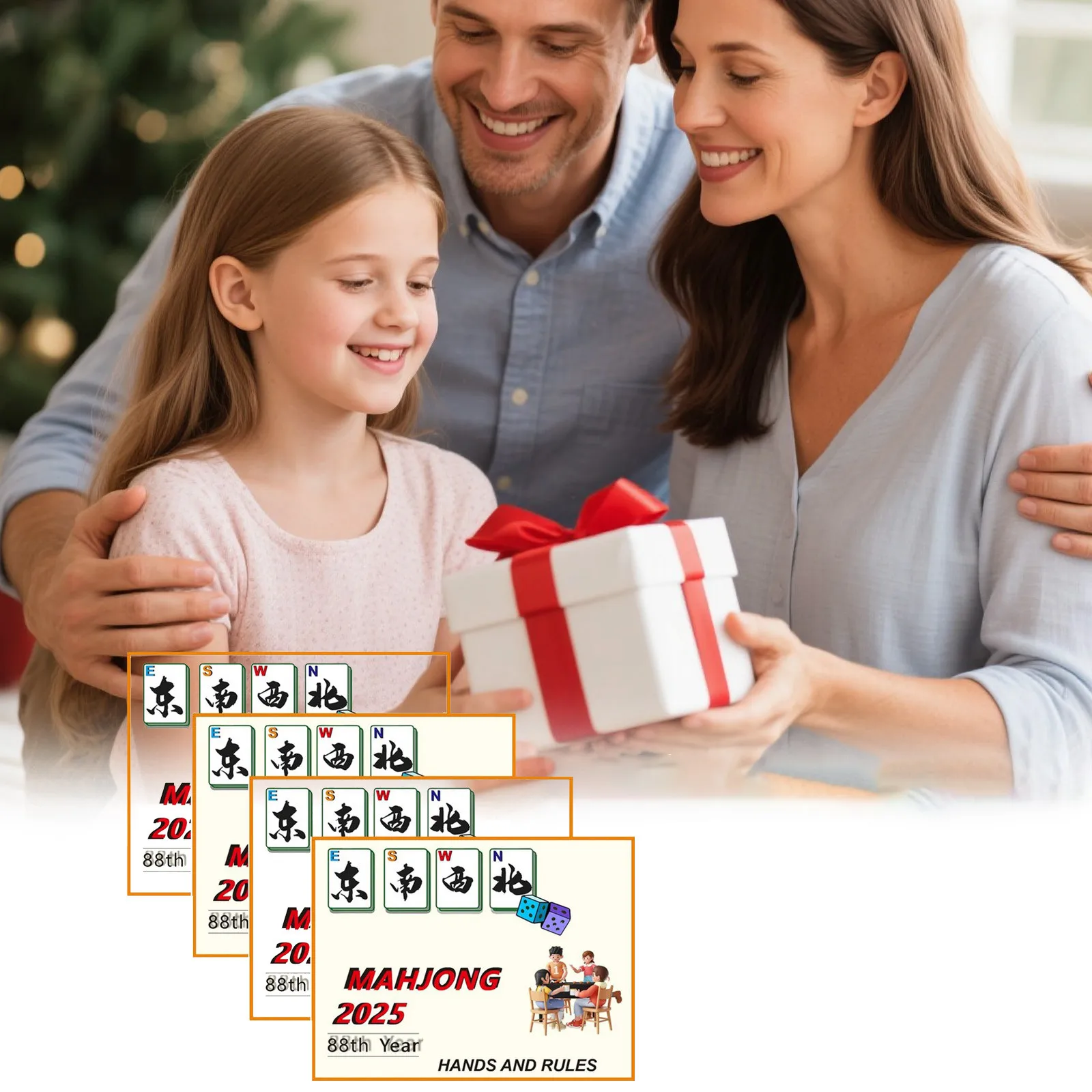 

Игральные карты маджонга большого размера, издание 2025 г. — прочная водонепроницаемая плитка для путешествий и семейных игр, ночей (набор из 4 предметов)