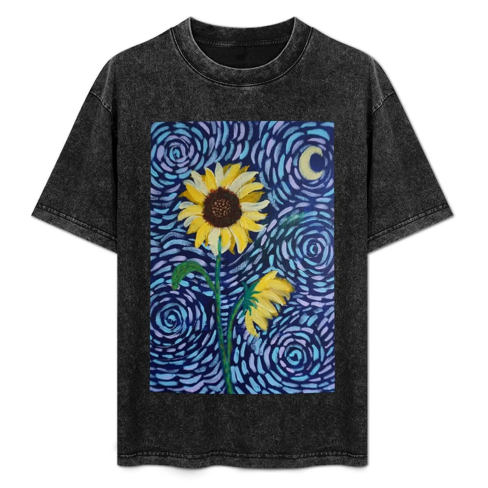 

sunflower and swirls T-Shirt Basic Simple Design Short Sleeve Shirt