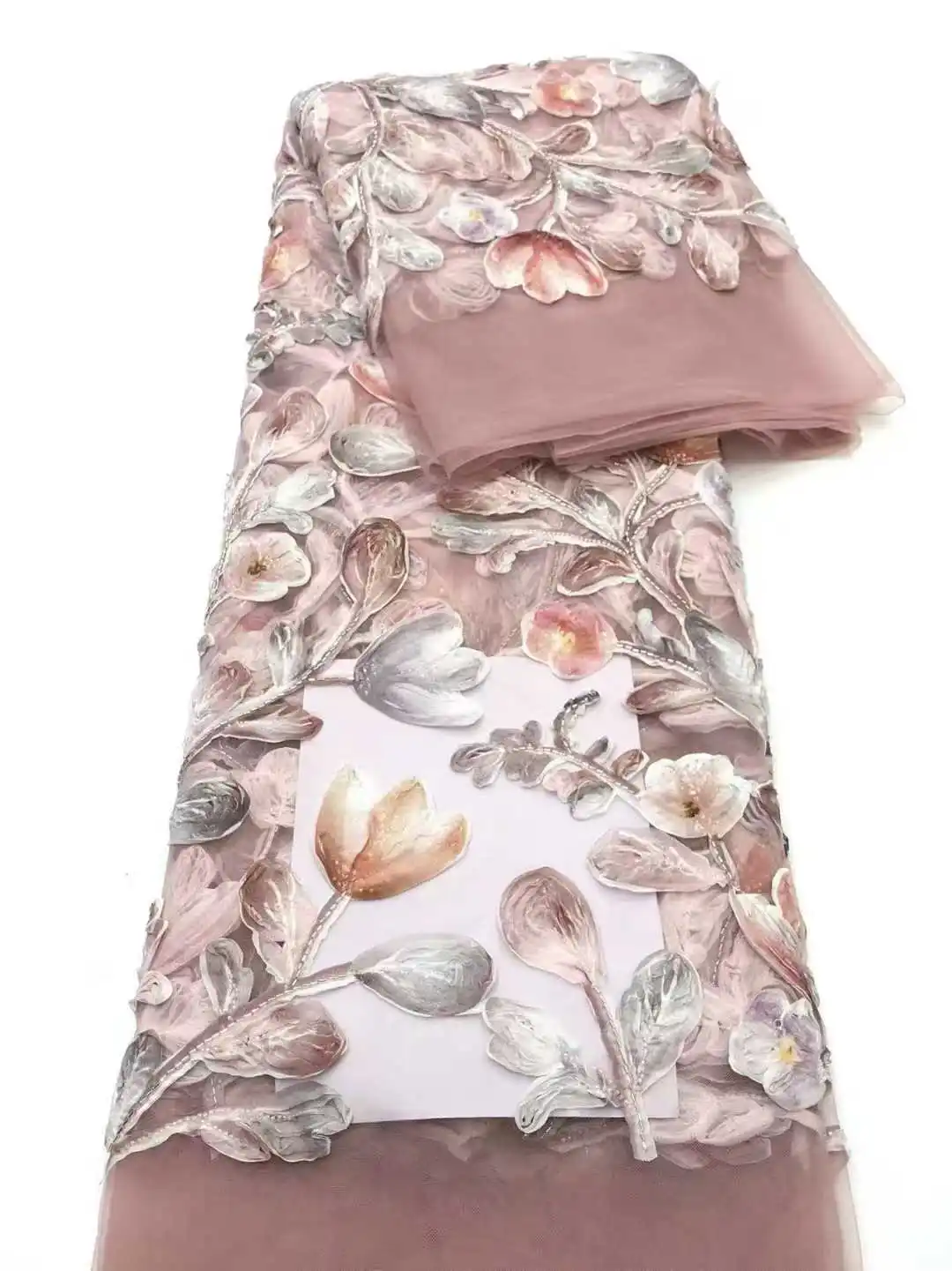 Ultimo tessuto africano del pizzo del fiore 3D ricamo tessuto francese del pizzo della maglia fiore di lusso sposo pizzo nigeriano di tulle per la festa