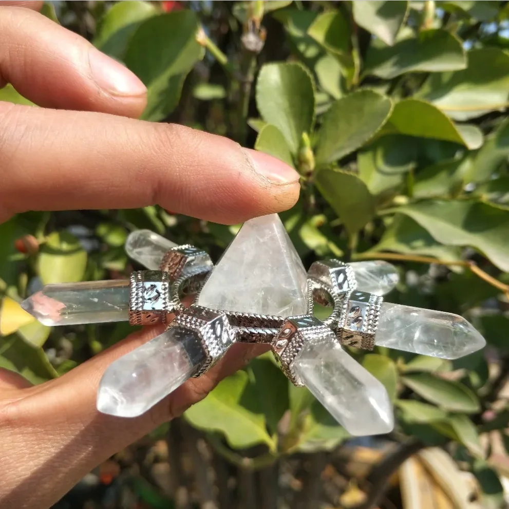 برج طاقة كريستال شفاف أبيض طبيعي جميل ، شفاء ريكي #6