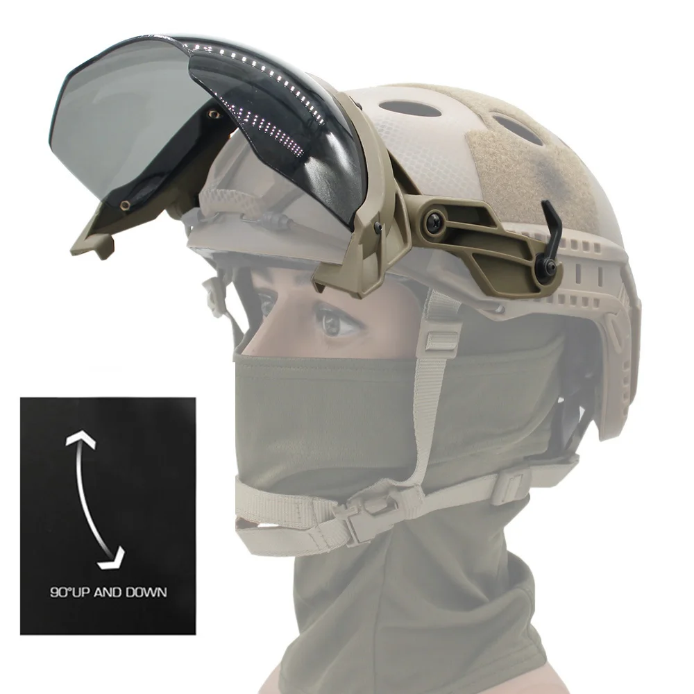 Adjustable Tactical Helmet Flip Goggles Airsoft Paintball Windproof Anti Fog Protection Goggles 2 Lens For FAST Helmet