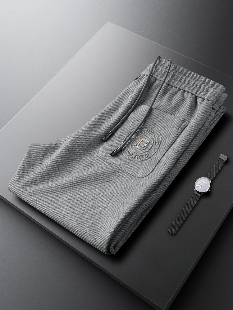 

Мужские трикотажные спортивные повседневные брюки slim fit с манжетами, из молодежной ткани, смесовая ткань из полиэстера и хлопка