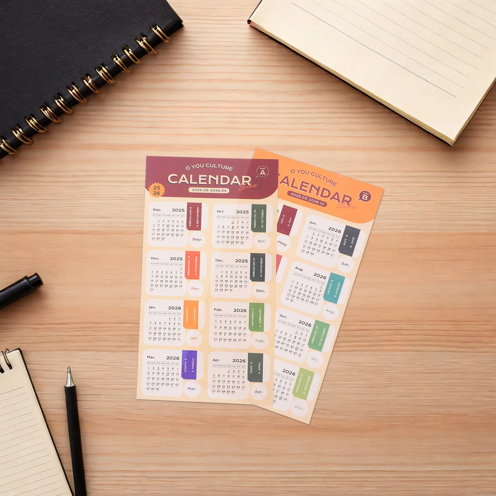 ملصقات مخططة شهرية 2026 جدول علامات التبويب اللاصقة تصميم كاندي ملون إنهاء علامات التبويب التوضيحية التقويم الصغير #6