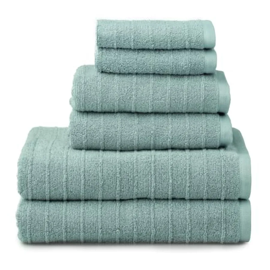 Bathroom use, 100 cotton, mineral color, textured stripe design, ultra-soft and highly absorbent towel set