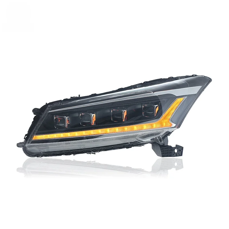 

For 08-13 Accord 8th Generation Headlight Assembly Modified LED Lens Daytime Running Light Flowing Turn Signal