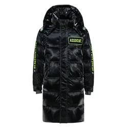 Men's Down Coat Winter Warm Active Coat Long Shiny Jacket Thickened Padded Outerwear Snowjacket Puffer Jacket Coat With Hooded