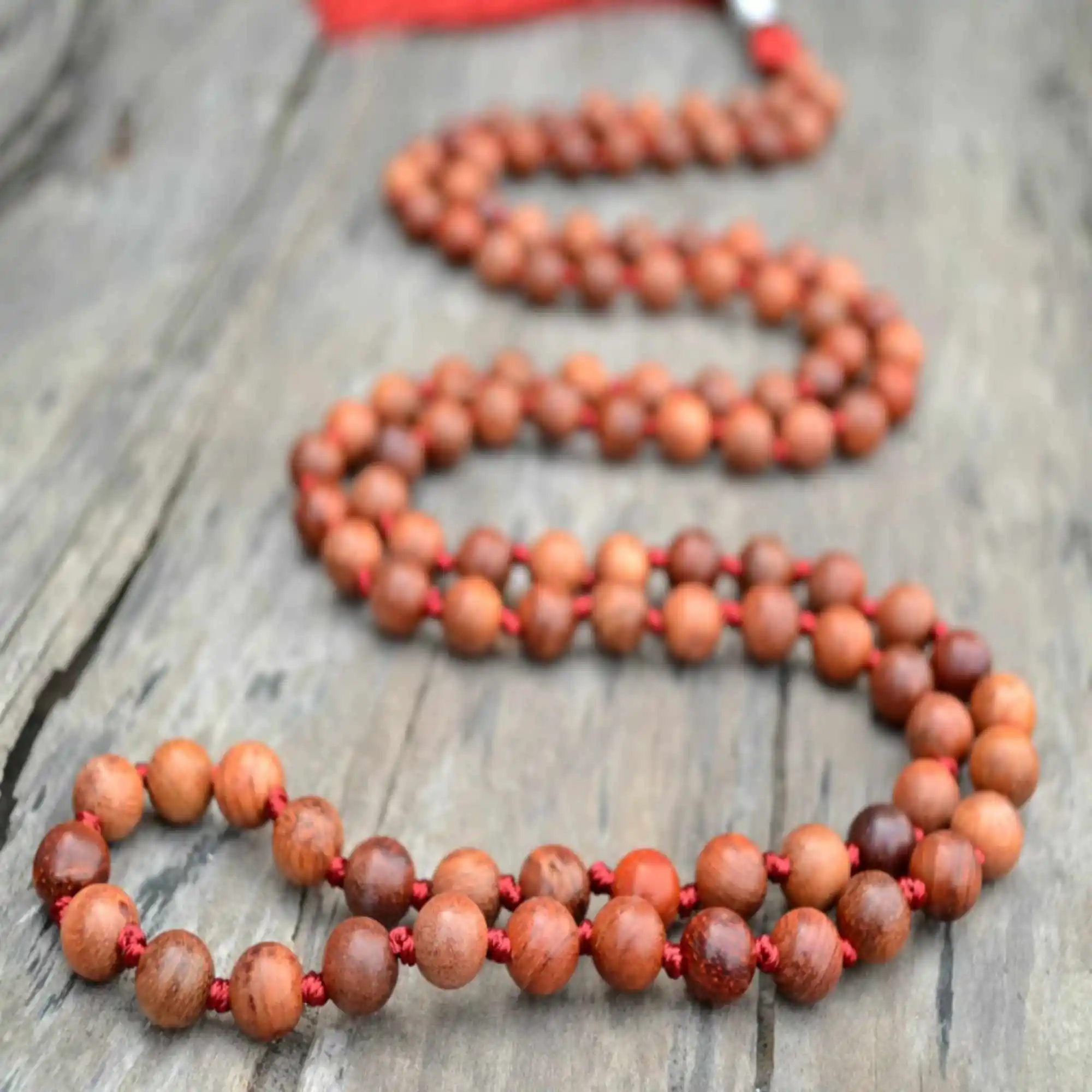 8mm Natural red round Sandalwood 108 knot necklace Relief Bless Calming Mental Seven Chakras Cuff Fragrant Mala Blessing Pray