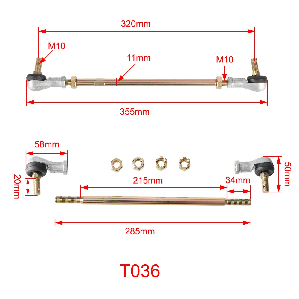 

M10 320 мм ATV Tie Наборы для удочки Fit шаровой шарнир для китайского квадроцикла пляжный багги внедорожник питбайк аксессуары для квадроцикла