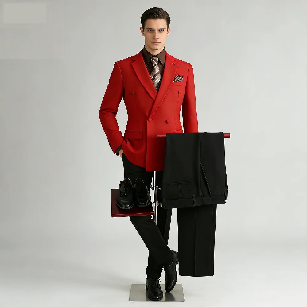 

Мужской премиальный двубортный приталенный пиджак-костюм для свадьбы, делового повседневного и официального стиля, рабочая одежда, куртка