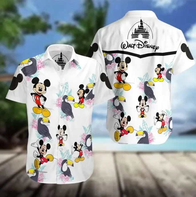 Camisa hawaiana de Disney para hombre y mujer, ropa familiar de viaje a la playa, Mickey Mouse, Verano