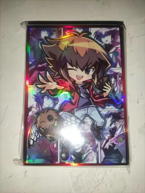 50PCS Yugioh Jaden Yuki Card Sleeves Yu-Gi-Oh! Yuki Judai OCG Trading Cards Holographic Shine Flash Protector Case