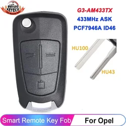 KEYECU Smart Flip 3 przycisk pilot zdalnego sterowania 433MHz PCF7946 ID46 dla Vauxhall Opel Vectra C Signum 2003 2004 2005-2007 HU43 HU100