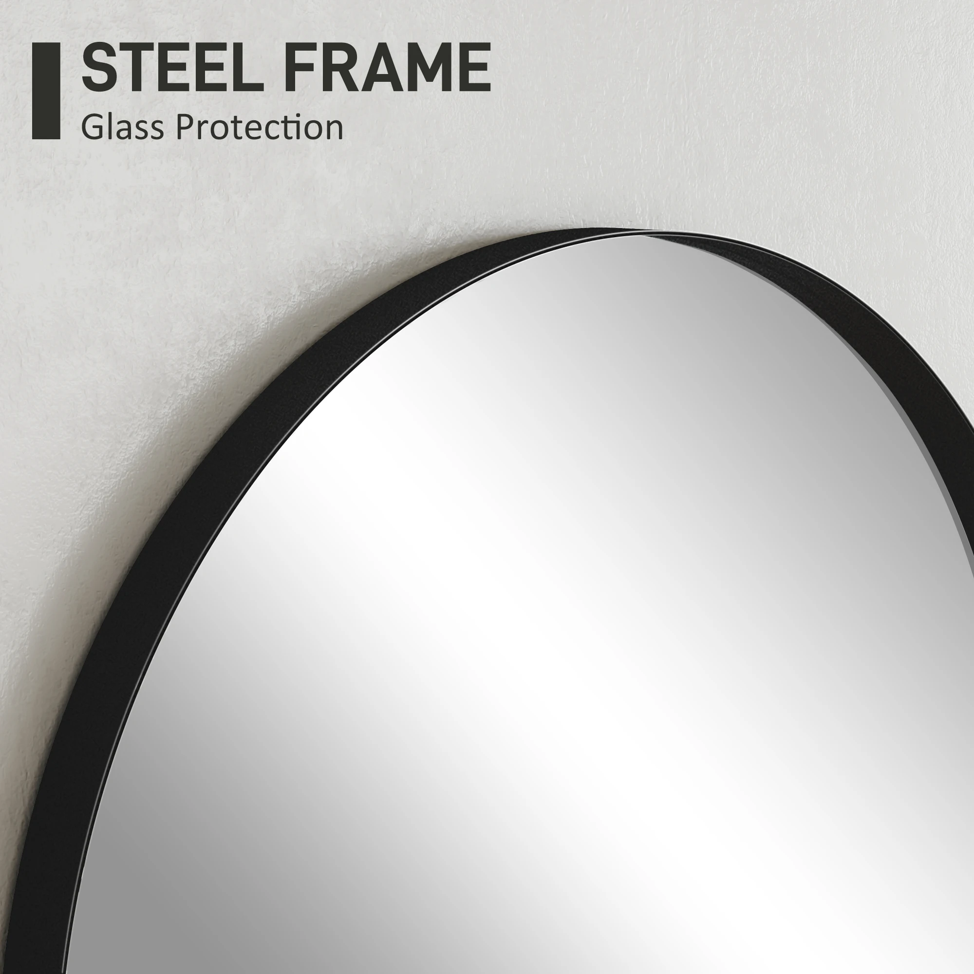 HOMCOM Arch Bathroom Mirror, Wall Mirror with Steel Frame, 50 x 70cm, Black