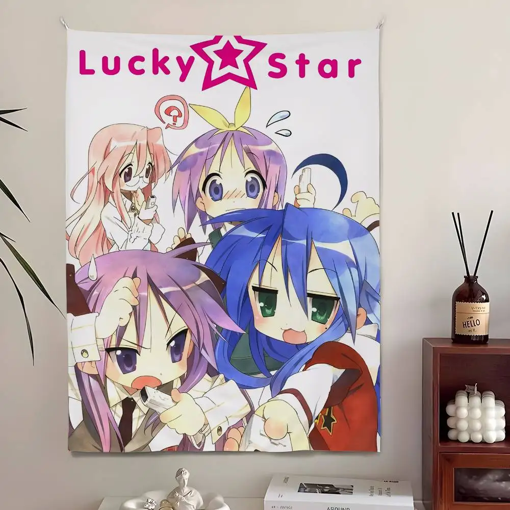 لاكي ستار شخصيات أنيمي نسيج ديكور المنزل، لطيف اليابانية مانغا الجدار الشنق لغرفة النوم غرفة المعيشة مساحات أوتاكو