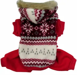 Red Snowflake Winter Pet Dog Warm Clothes For Small Dogs Puppy Clothing Jumpsuit Coat For Chihuahua Dog Jacket