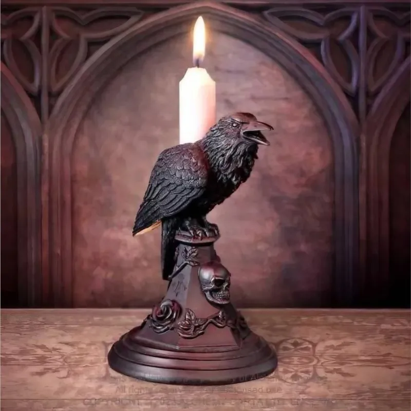

Crow Shape Candle Holder Black Owl Candlestick Resin Sculpture Craft Statue Fun Atmosphere Home Decoration Candle Holder ZG123