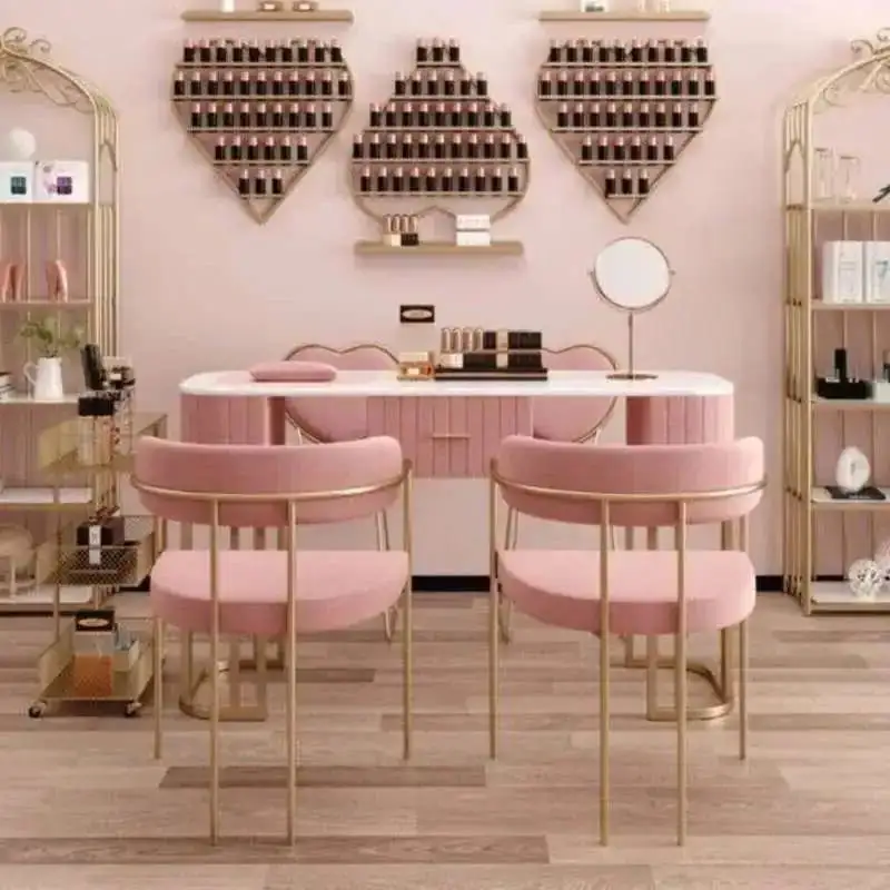 Mesa De manicura moderna profesional, mesa De manicura De diseño nórdico para recepcionista exquisito, Mesa De manicura rosa moderna, muebles De manicura Yx50zj