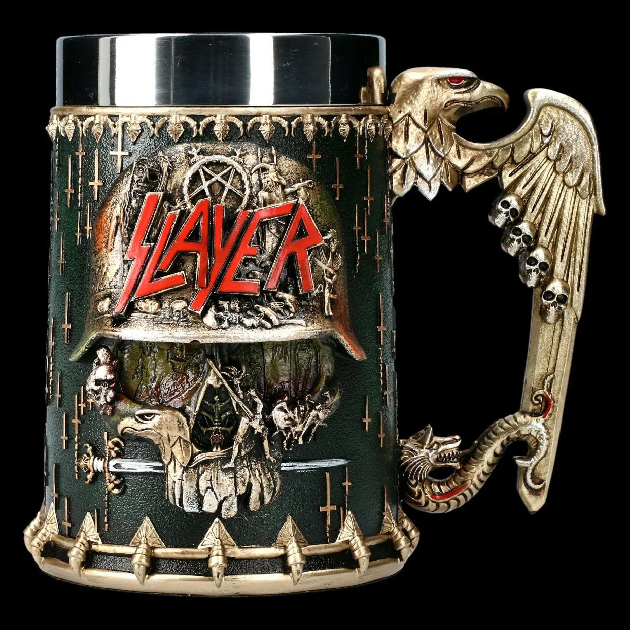 SLAYER Beer Glass Gold Eagle Resin Stainless Steel Mug 600ml Beer Steins Tankard Coffee Cup Tea Tumbler Drinkware Pub Bar Decor