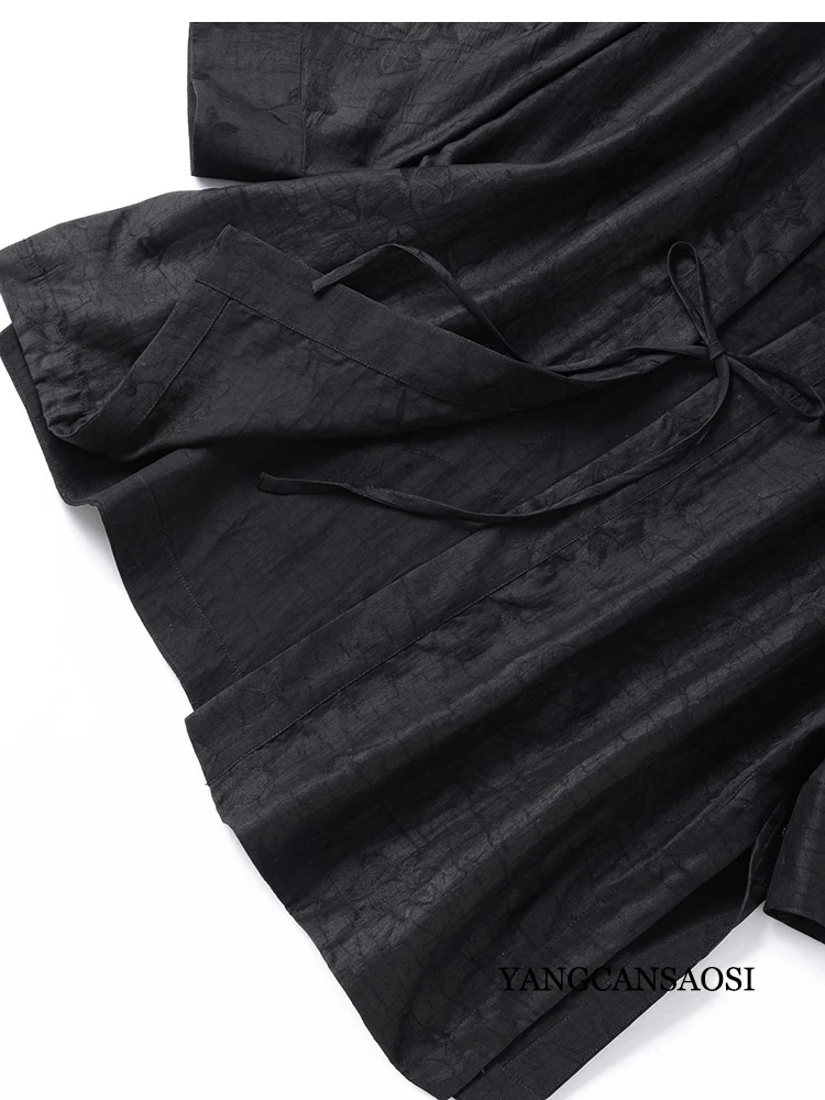 Women's Autumn New 100%Natural Mulberry Silk Jacquard Turtle Crack Fragrant Cloud Yarn Black Three-quarters Sleeve Cardigan Coat