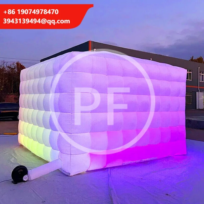 

Рекламный гигантский надувной куб-шатер, водонепроницаемый надувной шатер для ночного клуба с LED-подсветкой