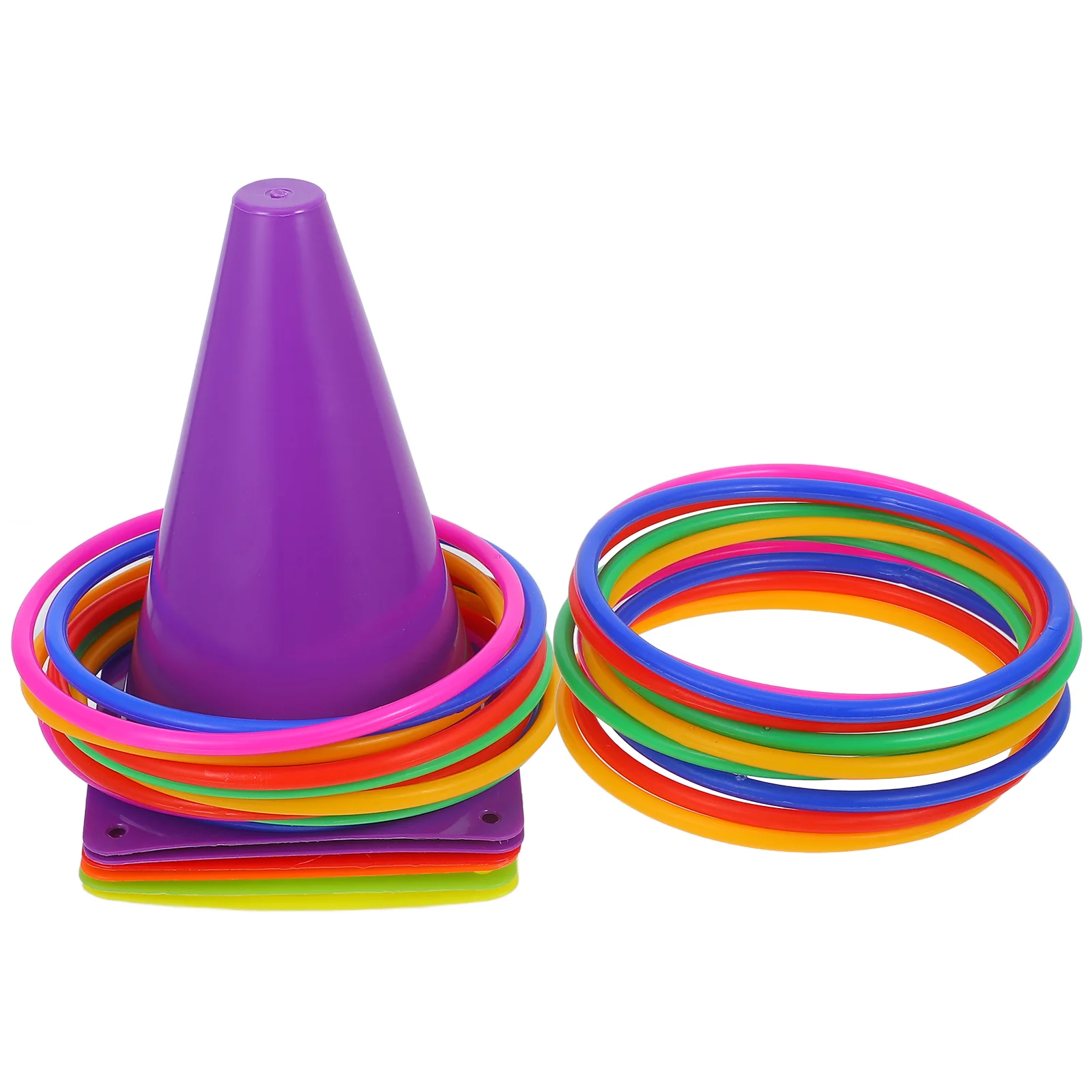 6 Ice Cream Cone Hoop Cones 20 Toss Rings Sports Kids Soccer Training Tool Plastic Football Toy Party Favors Throwing Game