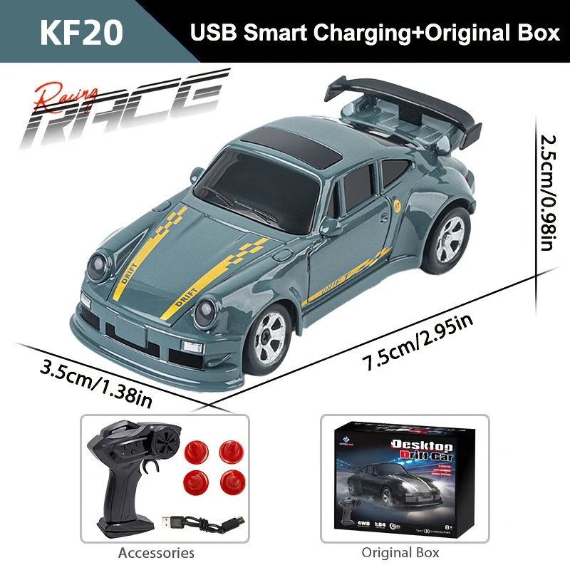 KF20 1/64 High Speed Drift RC Auto 2.4G 4WD Afstandsbediening Mini GTR Raceauto Model voor Jongens Kinderen Speelgoed Cadeau - afbeelding 1
