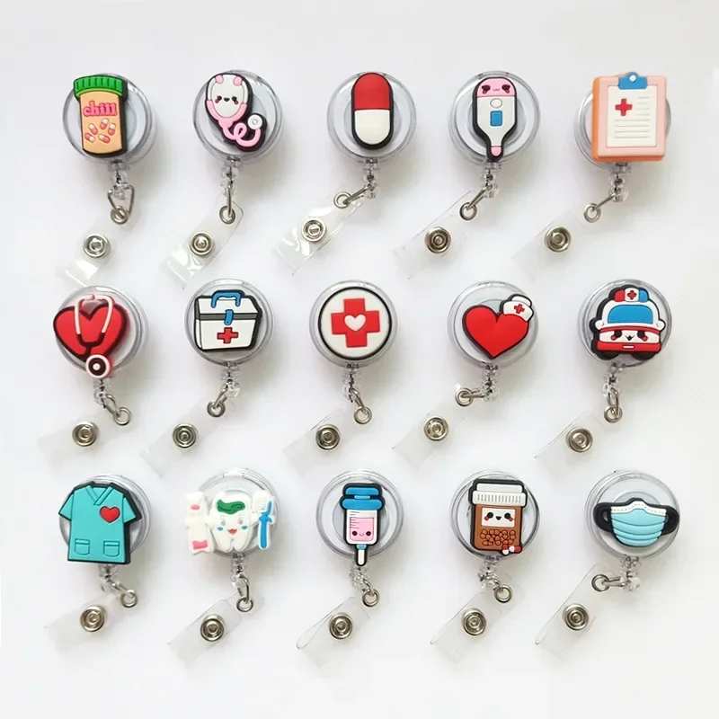 Cute Cartoon Retractable Doctor Nurse Badge Reel ID Lanyard Name Tag Card Badge Holder Reels Keychain Card Holder Accessories