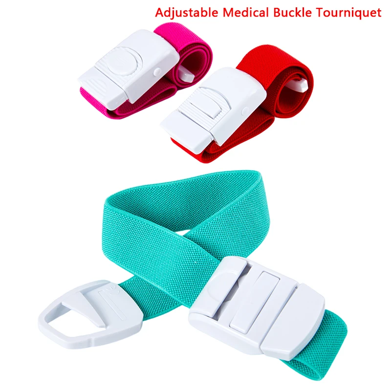 Torniquete médico ajustable sin látex, hebilla para parada de emergencia al aire libre, sangrado, Kit de supervivencia de primeros auxilios, correa elástica, 1 unidad