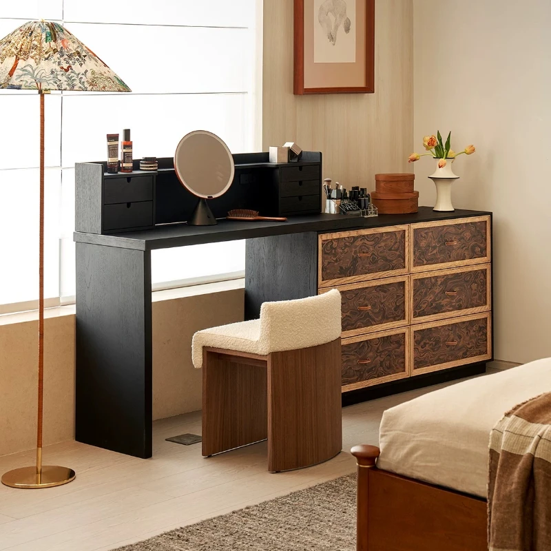 Nordic Organizers Makeup Table Vintage Nightstand Wooden Storage Black Vanity Desk Bedroom Drawers Coiffeuse Chambre Furniture