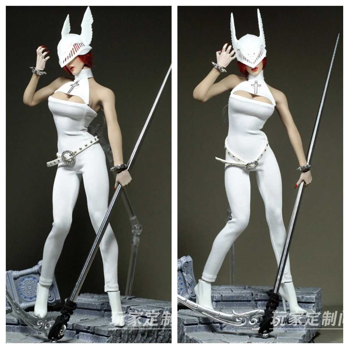 1/6 Scale White Jumpsuit Clothing with White Winged Helmet Fit 12-inch Phicen Action Figure Model Doll For Fans DIY